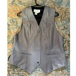 Cedars Genuine Gray Leather Vest, Size L, Adjustable Back